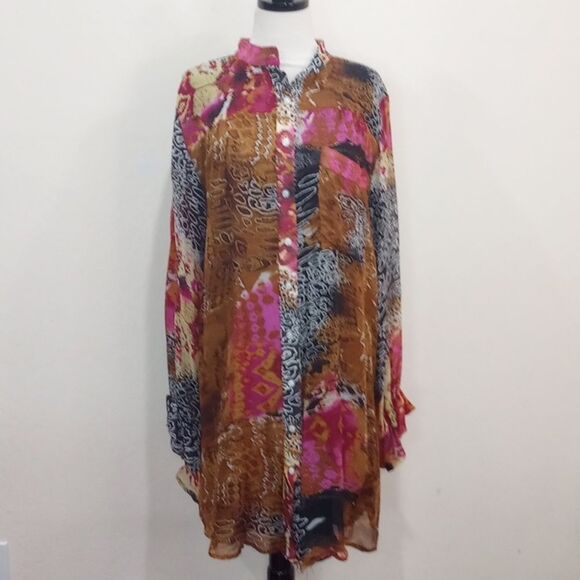 Noreen Phillips International Long Sleeve Chiffon Tunic Blouse - Size 10 - Picture 3 of 8